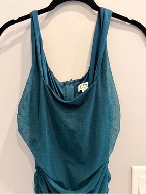 Privy Deep Teal Sleeveless Cowl Neck Dress